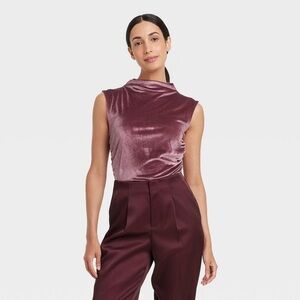 a new day Velvet Burgundy Ruched Tank Size Small
